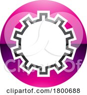 Magenta And Black Glossy Letter O Icon With Castle Wall Pattern