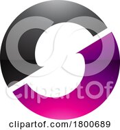 Poster, Art Print Of Magenta And Black Glossy Letter O Icon With An S Shape In The Middle