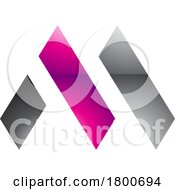 Magenta And Black Glossy Letter M Icon With Rectangles