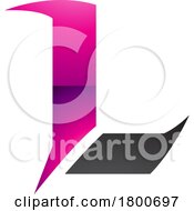 Poster, Art Print Of Magenta And Black Glossy Letter L Icon With Sharp Spikes