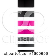 Poster, Art Print Of Magenta And Black Glossy Letter I Icon With Horizontal Stripes