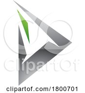 Green And Grey Glossy Spiky Triangular Letter D Icon