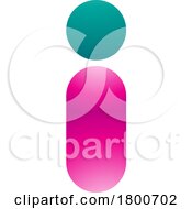 Poster, Art Print Of Green And Magenta Glossy Abstract Round Person Shaped Letter I Icon