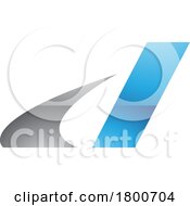 Grey And Blue Glossy Italic Swooshy Letter D Icon