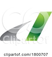 Grey And Green Glossy Italic Swooshy Letter D Icon
