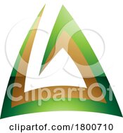 Poster, Art Print Of Green And Gold Glossy Triangular Spiral Letter A Icon