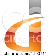 Poster, Art Print Of Grey And Orange Glossy Curvy Pointed Letter D Icon