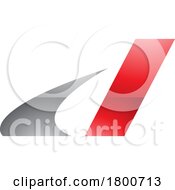 Grey And Red Glossy Italic Swooshy Letter D Icon