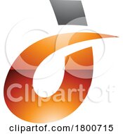 Poster, Art Print Of Grey And Orange Curved Glossy Spiky Letter D Icon