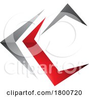 Poster, Art Print Of Grey Red And Black Glossy Letter C Icon With Pointy Tips