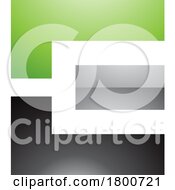 Green Black And Grey Glossy Rectangular Letter E Icon