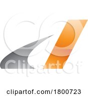 Poster, Art Print Of Grey And Orange Glossy Italic Swooshy Letter D Icon