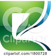 Green And Blue Wavy Layered Glossy Letter E Icon