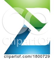 Green And Blue Sharp Glossy Elegant Letter E Icon