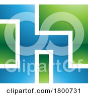 Green And Blue Square Shaped Glossy Letter H Icon