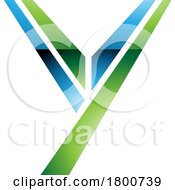 Poster, Art Print Of Green And Blue Glossy Uppercase Letter Y Icon