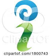 Green And Blue Glossy Swirly Letter I Icon