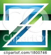 Poster, Art Print Of Green And Blue Glossy Striped Shaped Letter Z Icon