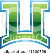 Poster, Art Print Of Green And Blue Glossy Arch Shaped Letter U Icon
