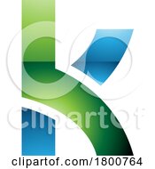 Green And Blue Glossy Lowercase Letter K Icon With Overlapping Paths