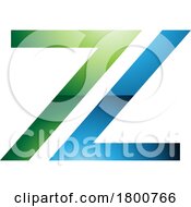 Poster, Art Print Of Green And Blue Glossy Number 7 Shaped Letter Z Icon