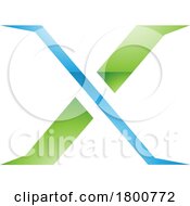 Poster, Art Print Of Green And Blue Glossy Pointy Tipped Letter X Icon