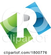 Green And Blue Glossy Rectangle Shaped Letter R Icon