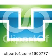 Poster, Art Print Of Green And Blue Glossy Rectangle Shaped Letter U Icon