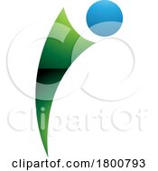 Green And Blue Glossy Bowing Person Shaped Letter I Icon