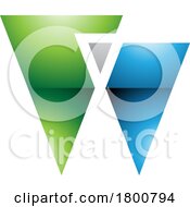 Green And Blue Glossy Letter W Icon With Triangles