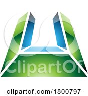 Green And Blue Glossy Letter U Icon In Perspective