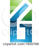 Poster, Art Print Of Green And Blue Glossy Rectangular Letter G Or Number 6 Icon