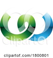 Green And Blue Glossy Spring Shaped Letter W Icon