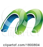 Green And Blue Glossy Spring Shaped Letter M Icon