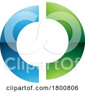 Green And Blue Glossy Split Shaped Letter O Icon
