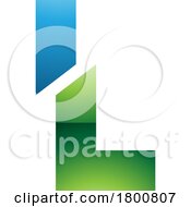 Green And Blue Glossy Split Shaped Letter L Icon