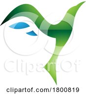 Green And Blue Glossy Rising Bird Shaped Letter Y Icon