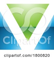 Green And Blue Glossy Rectangular Shaped Letter V Icon
