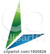 Green And Blue Glossy Letter L Icon With Triangles