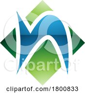 Green And Blue Glossy Letter N Icon With A Square Diamond Shape