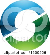 Green And Blue Glossy Letter O Icon With An S Shape In The Middle