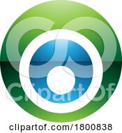Green And Blue Glossy Letter O Icon With Nested Circles