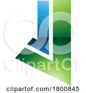 Green And Blue Glossy Letter J Icon With Straight Lines