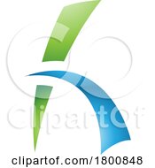 Green And Blue Glossy Letter H Icon With Spiky Lines