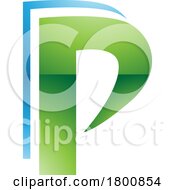 Green And Blue Glossy Layered Letter P Icon