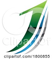 Green And Blue Glossy Layered Letter J Icon