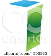 Green And Blue Glossy Folded Letter I Icon