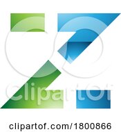 Green And Blue Glossy Dotted Line Shaped Letter Z Icon