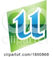Green And Blue Glossy Distorted Square Shaped Letter U Icon