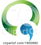Poster, Art Print Of Green And Blue Glossy Comma Shaped Letter Q Icon